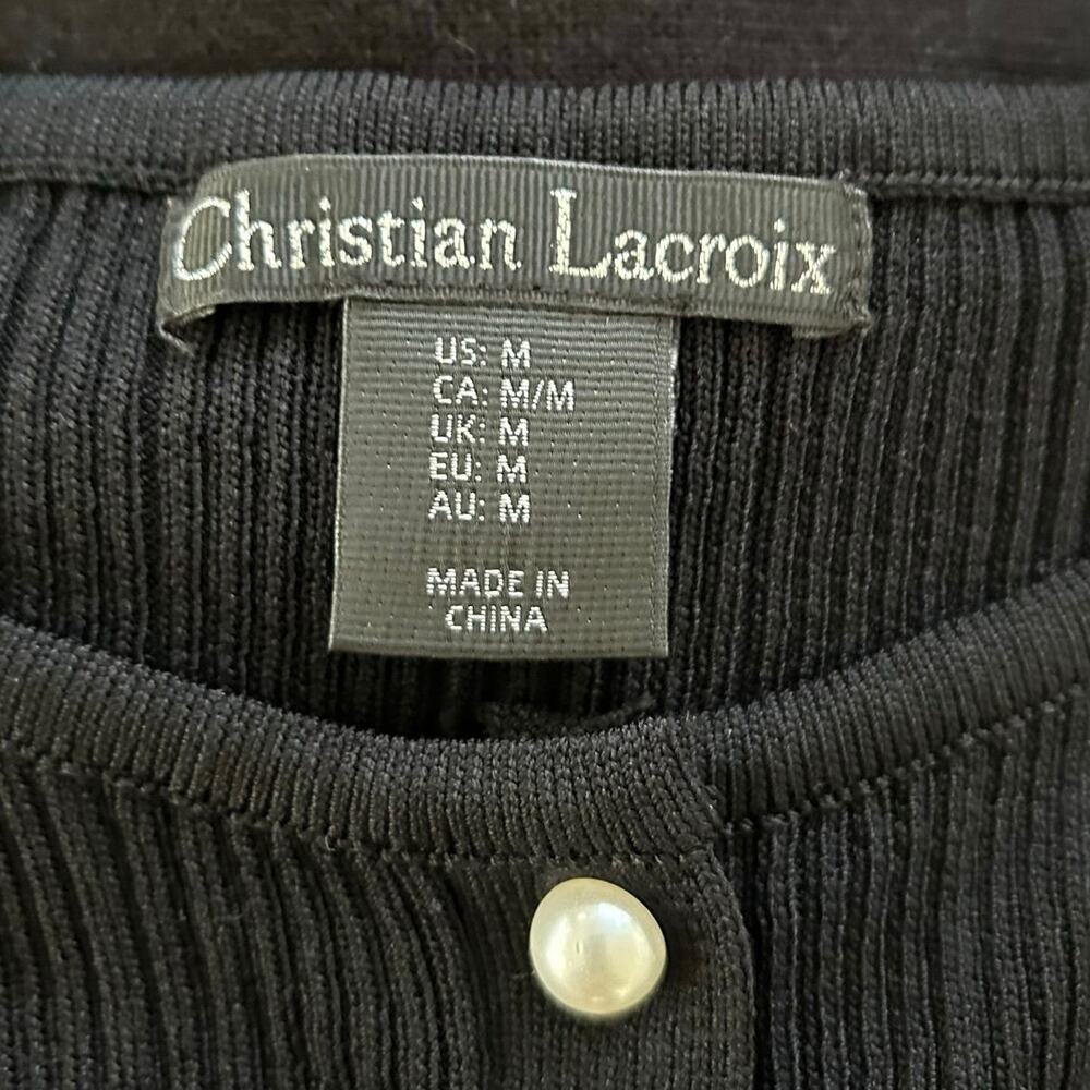 Christian Lacroix Ribbed Tank Top Button Front Minimalist Black Women M - Picture 5 of 8